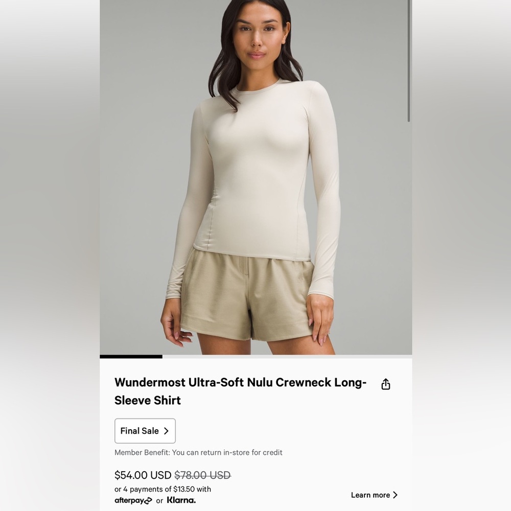 lululemon wundermost ultra soft nulu crewneck long sleeve shirt